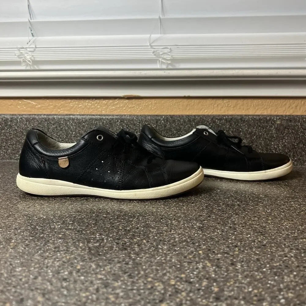 Josef Seibel Womens Sz EU 39 US 8 Shoe Sneaker Black Leather Comfort Low Lace Up